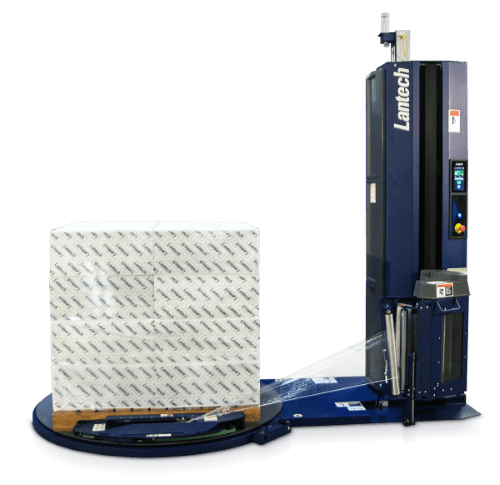 Stretch wrapping equipment on a live line